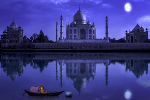 Taj Mahal View In Full Moonlight